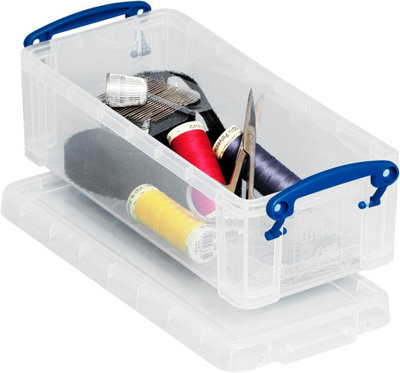 Really Useful Box Company Really Useful Plastic Storage Box 0.9 Litre Clear Pack Of 8 from B&Q
