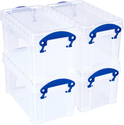 Really Useful Box Company Really Useful Plastic Storage Box 2.1 Litre Clear Pack Of 4 from B&Q