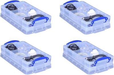 Really Useful Box Company Really Useful Plastic Storage Box 2.5 Litre Clear Pack Of 4