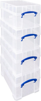 Really Useful Box Company Really Useful Plastic Storage Box 9 Litre Clear Xl Lid Pack Of 4 from B&Q