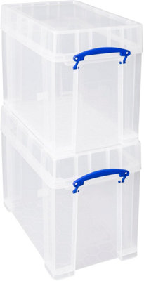 Really Useful Box Company Really Useful Plastic Storage Box 19 Litre Xl Lid Clear Pack Of 4 from B&Q