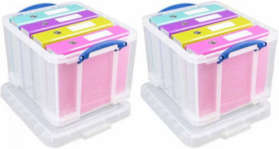 Really Useful Box Company Really Useful Plastic Storage Box 35 Litre Clear Pack Of 2 from B&Q