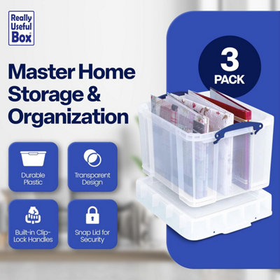 Really Useful Box Company Really Useful Plastic Storage Box 35 Xl Litre Clear Pack Of 2 from B&Q
