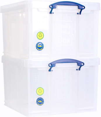 Really Useful Box Company Really Useful Plastic Storage Box 42 Litre Clear Pack Of 2 from B&Q