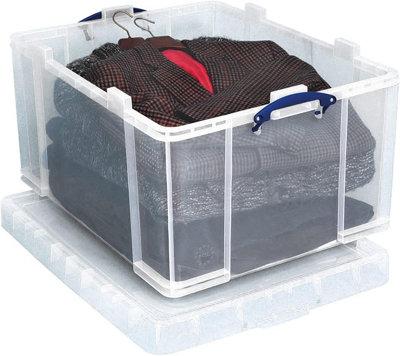 Really Useful Box Company Really Useful Plastic Storage Box 145 Litre Clear Pack Of 2 from B&Q