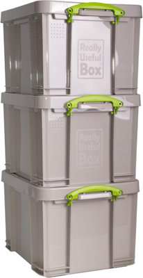 Really Useful Box Company Really Useful Plastic Storage Box 35 Litre Dove Grey Pack Of 3 from B&Q
