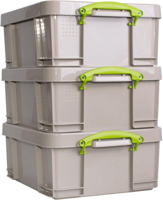 Really Useful Box Company Really Useful Plastic Storage Box 18 Litre Dove Grey Pack Of 3 from B&Q