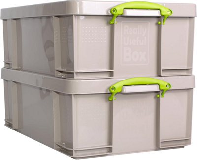 Really Useful Box Company Really Useful Plastic Storage Box 50 Litre Dove Grey Pack Of 2 from B&Q