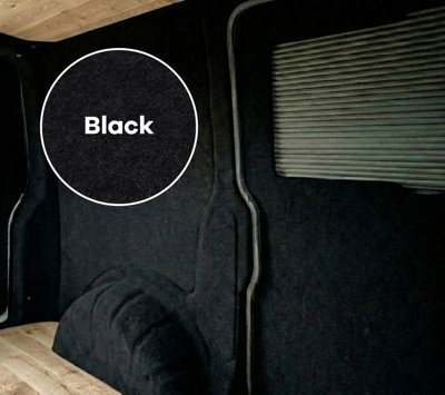 N/A: 4-Way Super Stretch Campervan Lining Carpet, Black Colour 20m2 Coverage
