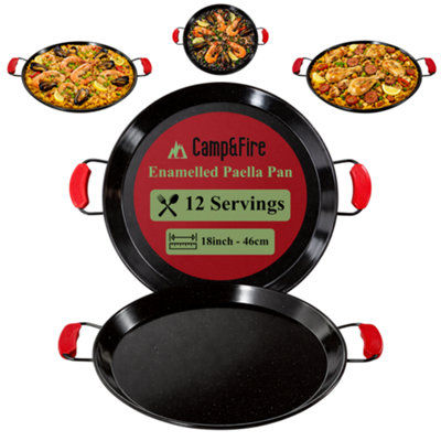 B&Q -  Enamelled Paella Pan (46Cm)Carbon Steel Non Stick Pan For Outdoor CookingRice And Seafood With Silicone Handle Holde