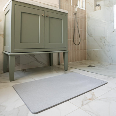 Wudumat Plus Gen 2- Pastel GreyExtra Large Diatomite Stone MatXl Diatomaceous Earth Bath Mat80X50Cm from B&Q