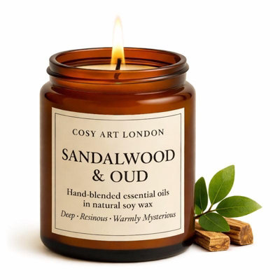 Cosy Sandalwood & Oud Soy Wax Scented Candle 200Ml from B&Q