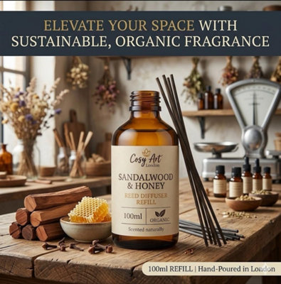 Cosy Art London Sandalwood & Honey Reed Diffuser Refill 100Ml