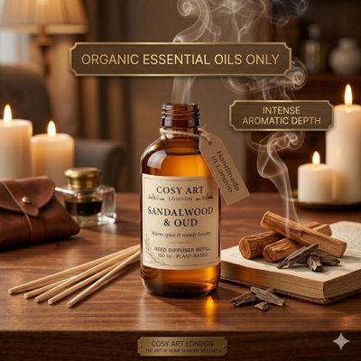 Cosy Art London Sandalwood & Oud Reed Diffuser Refill 100Ml