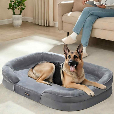  - Extra Large Orthopaedic Pet Sofa BedEgg Crate FoamWaterproof LinerRemovable Washable CoverLight Grey