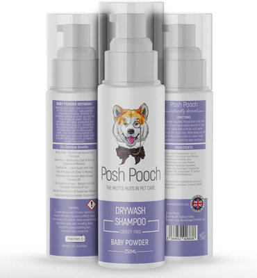 Posh Pooch Dry Shampoo Drywash Baby Powder Fragrance Waterless Shampoo For Dogs Foaming 3 In 1 Dry WashConditioner & Detangler from B&Q