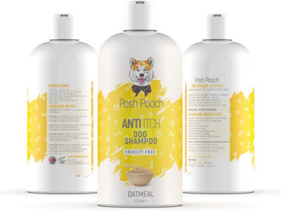 Posh Pooch Itchy Dog Shampoo For Dogs Oatmeal Soothes Dry Flaky Skin Shampoo 500Ml Anti-Itch Natural Hypoallergenic Aloe Wheat from B&Q
