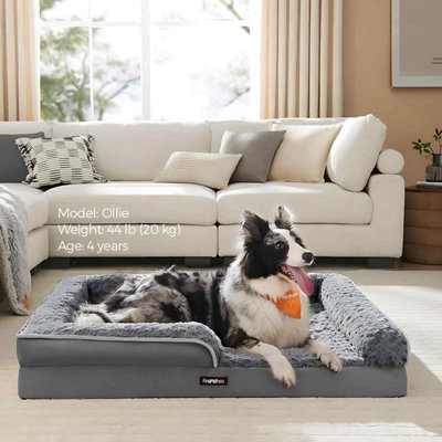 B&Q -  Orthopedic Memory Foam Pet Sofa BedWashable Removable CoverWaterproof LinerRaised EdgesSlate Grey