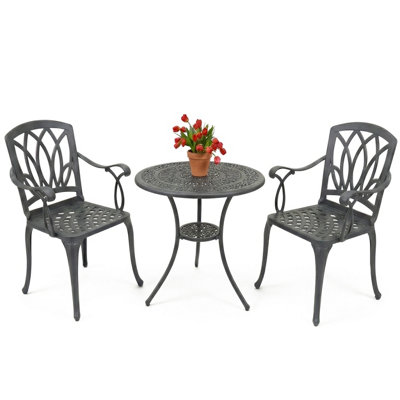 Centurion Supports Positano Garden And Patio Table And 2 Chairs Cast Aluminium Bistro SetGrey from B&Q