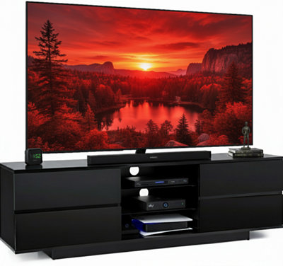 Centurion Supports Avitus Gloss With 4- Drawers And 2 Shelves Up To 65" Led, Lcd, Plasma Tv Stand Black