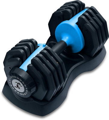 B&Q -  Strongology Urban25 Home Fitness Black And Blue Single Adjustable Smart Dumbbell From 2.5Kg Up To 25Kg Training Weights