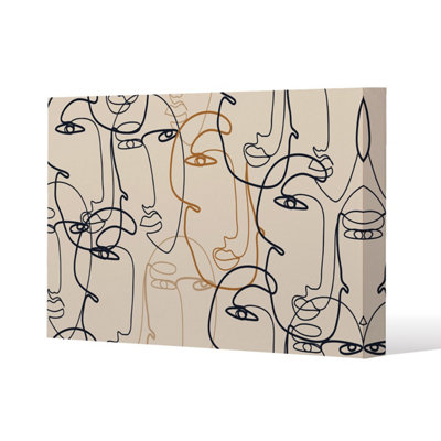 Andrew Lee Continuous Line Drawing Of Faces (Canvas Print) / 61 X 91 X 4Cm from B&Q
