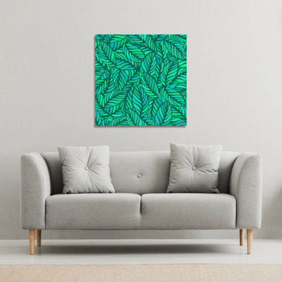 Andrew Lee Green Leaves Pattern (Canvas Print) / 114 X 114 X 4Cm from B&Q