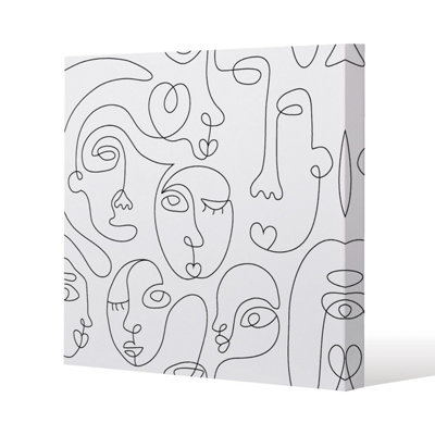 Andrew Lee Line Drawing Of Faces (Canvas Print) / 61 X 61 X 4Cm from B&Q