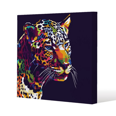 Andrew Lee Leopard Face With Pop Art Style (Canvas Print) / 61 X 61 X 4Cm from B&Q