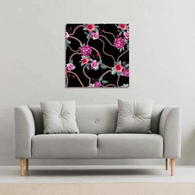 Andrew Lee Chain And Flowers Pattern (Canvas Print) / 61 X 61 X 4Cm from B&Q