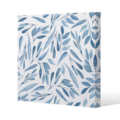Andrew Lee Watercolour Blue Branches With Leaves (Canvas Print) / 77 X 77 X 4Cm from B&Q