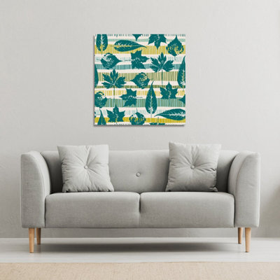Andrew Lee Autumn Seamless Pattern With Leaves On Geometric Background (Canvas Print) / 61 X 61 X 4Cm from B&Q