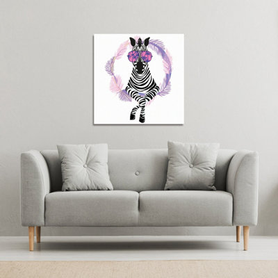 Andrew Lee Pink Zebra (Canvas Print) / 61 X 61 X 4Cm from B&Q
