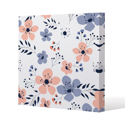 Andrew Lee Pink & Blue Flowers (Canvas Print) / 46 X 46 X 4Cm from B&Q