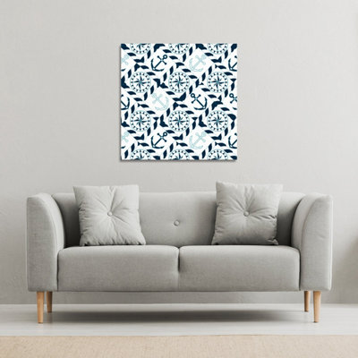 Andrew Lee Blue Nautical Elements (Canvas Print) / 114 X 114 X 4Cm from B&Q