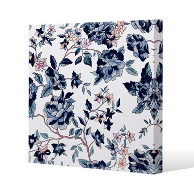 Andrew Lee Blue Flower Illustrations (Canvas Print) / 90 X 90 X 4Cm from B&Q