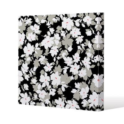 Andrew Lee GreyWhite & Black Flowers (Canvas Print) / 90 X 90 X 4Cm from B&Q