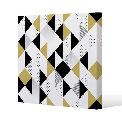 Andrew Lee Gold & Black Geometric Triangles (Canvas Print) / 46 X 46 X 4Cm from B&Q