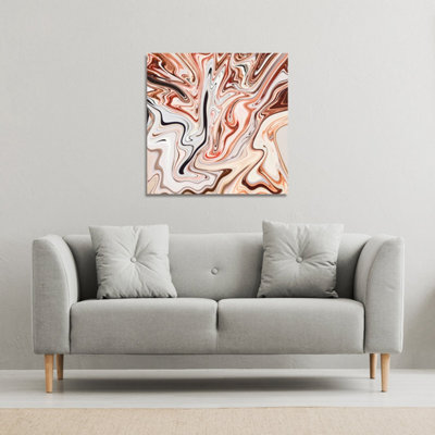 Andrew Lee Pink Rippled Marble (Canvas Print) / 77 X 77 X 4Cm from B&Q