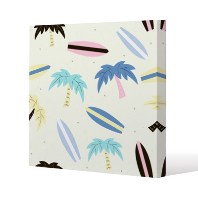 Andrew Lee Surf Boards & Palm Trees (Canvas Print) / 77 X 77 X 4Cm from B&Q