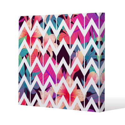 Andrew Lee Tropical Geometric Zig Zags (Canvas Print) / 114 X 114 X 4Cm from B&Q