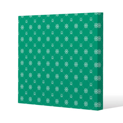 Andrew Lee Nautical Elements On Green (Canvas Print) / 61 X 61 X 4Cm from B&Q