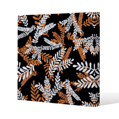 Andrew Lee White & Orange Olive Leaves (Canvas Print) / 61 X 61 X 4Cm from B&Q