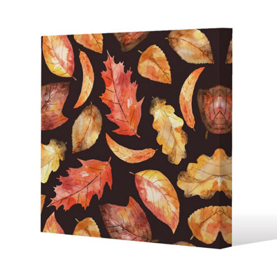 Andrew Lee Autumn Leaves On Black (Canvas Print) / 114 X 114 X 4Cm from B&Q