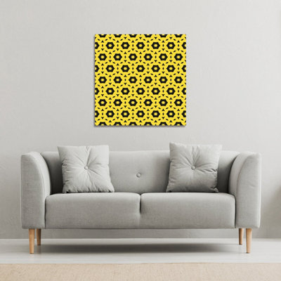 Andrew Lee Yellow & Black Geometric Pattern (Canvas Print) / 61 X 61 X 4Cm from B&Q