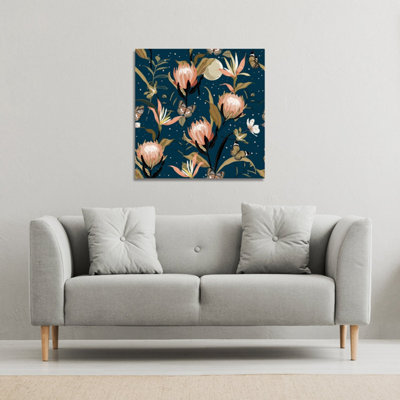 Andrew Lee The MoonButterflies & Flowers (Canvas Print) / 90 X 90 X 4Cm from B&Q