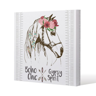 Andrew Lee Horse With Flower Chic (Canvas Print) / 90 X 90 X 4Cm from B&Q