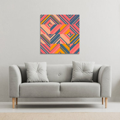 Andrew Lee Striped Bright Geometric Pattern (Canvas Print) / 46 X 46 X 4Cm from B&Q