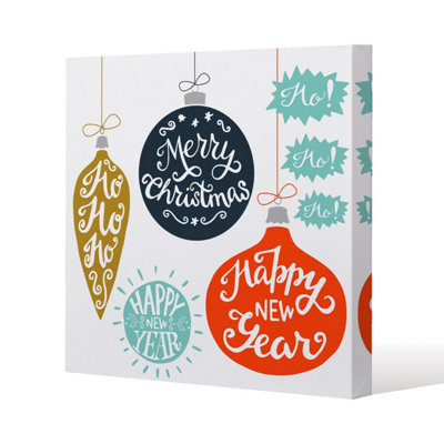 Andrew Lee Vintage Christmas Baubles With Merry Christmas (Canvas) / 46 X 46 X 4Cm from B&Q