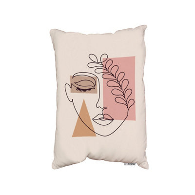 Andrew Lee Minimal Line Drawing Of Womans Face (Outdoor Cushion) / 30Cm X 45Cm from B&Q
